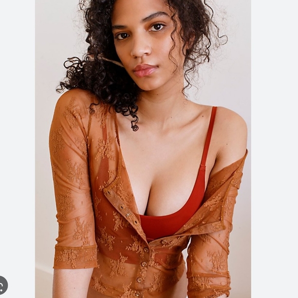 Free People Lost in Lace Cardi / Bright Cider - Picture 13 of 15